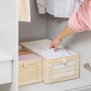 Scatola porta abiti in tessuto organizer per armadio con finestra trasparente per vestiti