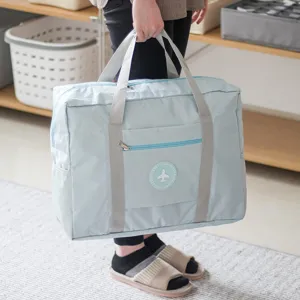 Portable travel storage bag duffel bag for clothes luggage organizer with handle light blue