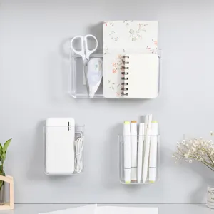 Transparante wandopbergdoos voor afstandsbediening en telefoon, kunststof opbergorganizer.