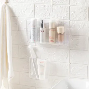Transparante acryl wandmontage opbergrek, badkamer cosmetica organisator wandplank.