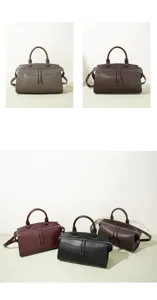 Bolso bandolera estilo bolos retro casual, bolso de mano grande de cuero con asa mujer.
