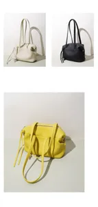 Vista detallada del elegante bolso de mujer en cuero genuino, ideal para uso diario y oficina.