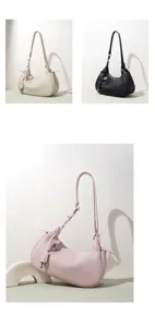 Sac bandoulière minimaliste en cuir en forme de croissant, élégant sac de travail chic.
