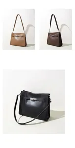 Elegante bolso de mano en piel con un cierre de giro clásico, ideal para la oficina.
