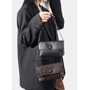 Genuine leather women's shoulder bag black brown classy flap crossbody handbag daily use