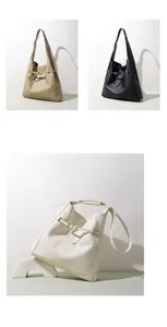 Leder Hobo Schultertasche Detailansicht, minimalistisches Design mit Metallschnalle, große Tasche