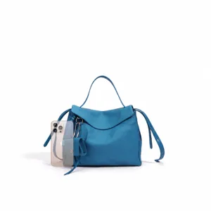 Leather shoulder crossbody bag detailed view showing dimensions, premium top layer cowhide design.