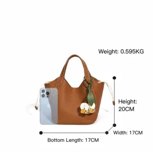 Sac seau en cuir véritable élégant bandoulière minimaliste sac à main pour femmes travail.