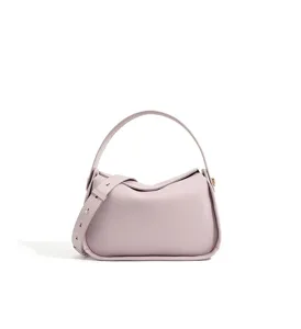 Elegante bolso de hombro de cuero morado para mujer, bolso hobo elegante con asa.