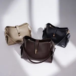 Bolso de hombro elegante de cuero sintético bolsa tipo cubo minimalista casual nuevo