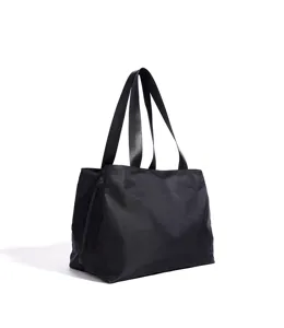 Minimalist black canvas tote bag large capacity casual shoulder bag daily travel handbag
