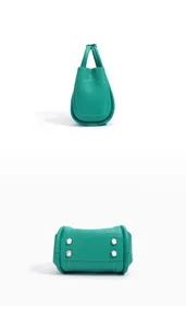 Grüne Leder Damen Umhängetasche Handtasche Detailansicht minimalistischer Pendler-Stil.