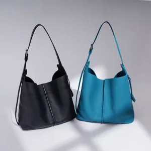 Echtleder Eimer Schultertasche lässige große Kapazität minimalistische Umhängetasche.