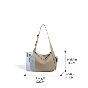 Sac bandoulière en cuir véritable sac oreiller décontracté taille compacte longueur 22cm largeur 11cm