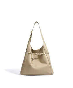 Beige Leder Umhängetasche für Damen, große Kapazität Alltag Tote und Hobo Handtasche.