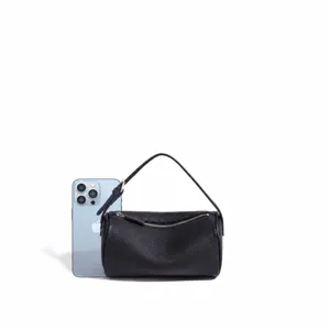 Sac bandoulière cylindre minimaliste en cuir véritable sac fourre-tout tendance quotidien