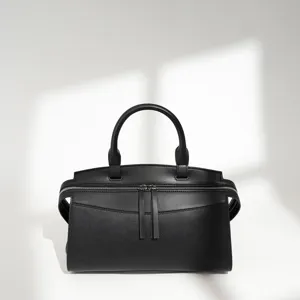Bolso de Mano Casual de Cuero Auténtico para Mujer Vintage Bowling Bandolera Gran Capacidad