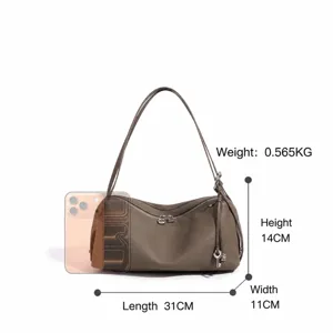 Vielseitige Echtleder Achseltasche für Damen, schlichte Pendler Umhängetasche.