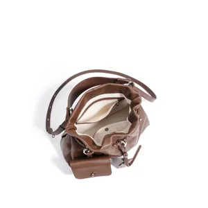 Stylish brown leather shoulder bag, trendy cloud crossbody bag for women, retro handbag