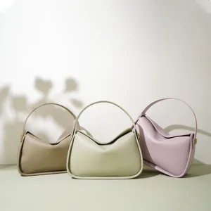 Bolso de mano minimalista de cuero para mujer, bolso de hombro y cruzado casual versátil.