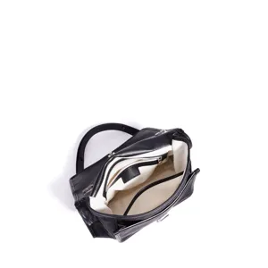 Bolso de hombro de cuero negro bolso cruzado minimalista gran capacidad para el trabajo diario