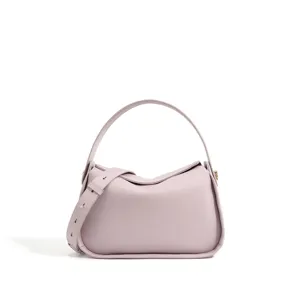 Bolso de hombro de cuero morado minimalista, elegante bolso cruzado para mujer chic.