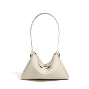 Sac à épaule minimaliste en cuir pour femme, élégant sac fourre-tout blanc pour le bureau.