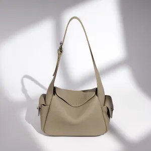 Sac à Bandoulière pour Femmes Minimaliste Urbain en Cuir de Vachette Pleine Fleur Sac Oreiller Mode Quotidienne