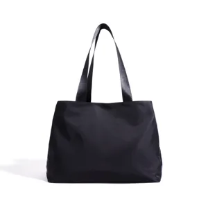 Classic black nylon tote bag large capacity casual shoulder bag daily commuting handbag