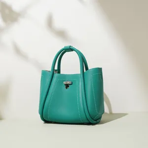 Damen Henkeltasche Umhängetasche Erste Schicht Rindsleder Mode Pendler Handtasche Elegante Metallaschloss Schultertasche