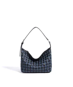 Geflochtene Leder Denim Hobo Umhängetasche stilvolle Damen Pendler Freizeit Handtasche