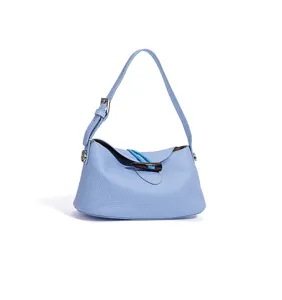 Bolso de hombro de cuero azul claro para mujer, elegante bolso cruzado para el trabajo diario