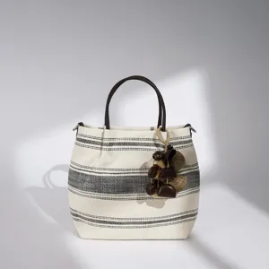 Damen Canvas Tragetasche Casual Gestreifter Baumwolle Und Leinen Handtasche Mode Retro Top Griff Umhängetasche