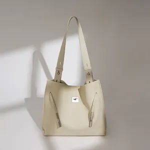 Damen Große Kapazität Leder Tote Bag Urban Minimalistisch Pendler Umhängetasche Elegante Henkeltasche Mit Metallschloss