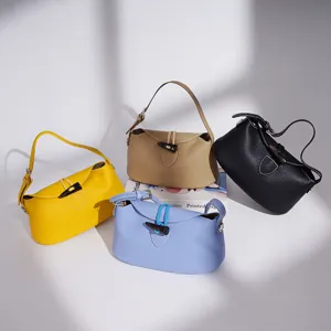 Bolso de hombro de piel con grano lichi, elegante bolso cruzado versátil para mujer.