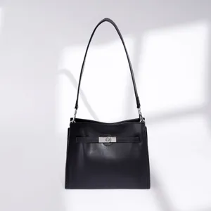 Bolso de Cuero Verdadero para Mujer Moda Versátil Commuting Bolso de Hombro Cruzado Diseño Clásico