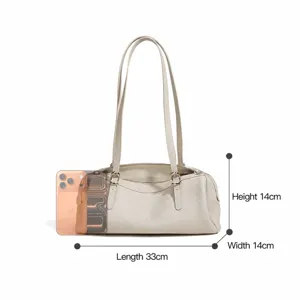 Leder Umhängetasche Boston Handtasche Freizeit Pendler Retro Bowling Tasche 33cm