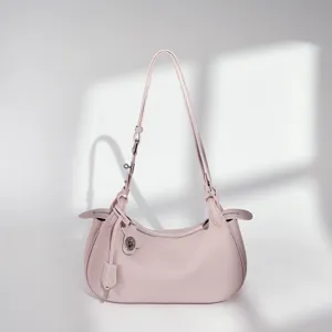 Sac Bandoulière Femme Cuir Véritable Sac Hobo Croissant Pendulaire Cuir de Vachette Élégant Sac à Main Quotidien Avec Serrure