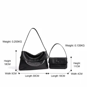 Genuine leather shoulder bag size chart, large 30cm and small 18cm stylish daily handbags.