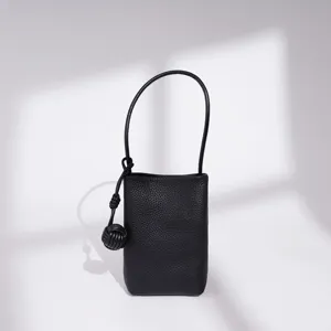 Echtes Leder Damen Mini Handytasche Weiches Leder Umhängetasche Mode Lässige Schultertasche Mit Knotendetail