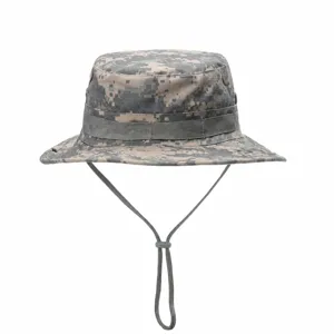 Unisex camouflage bucket hat for outdoor hiking sun protection fishing cap cotton short brim.