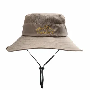 Chapeau de soleil d'extérieur à large bord avec maille respirante et cordon de menton.