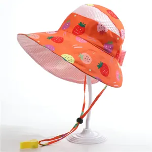 Kinder Sonnenhut breite Krempe leer oben Sommer Strand Kappe atmungsaktiv Mesh orange