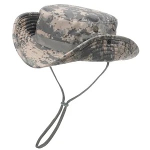 Unisex digital camo bucket hat with chin strap, perfect for outdoor hiking, fishing and sun protection.