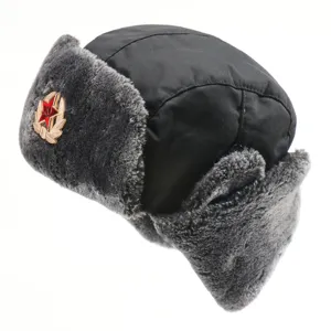 Thickened Soviet badge ushanka hat, windproof waterproof winter warm earflap cap for outdoor.