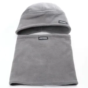Thermal fleece winter hat and neck warmer set, windproof ski gear for outdoor sports.