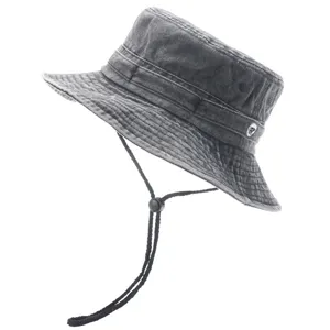 Unisex Vintage Washed Cotton Bucket Hat Sun Protection Outdoor Fishing Cap