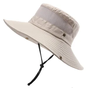 Breathable summer sun hat for men and women wide brim outdoor fishing hiking bucket hat