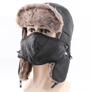 Wasserdichte Winter Ushanka Mütze mit Gesichtsmaske, dicke warme Bomber Mütze für Outdoor.