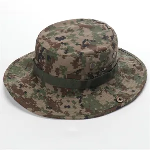 Unisex camouflage bucket hat outdoor hiking sun protection fishing cap cotton fabric